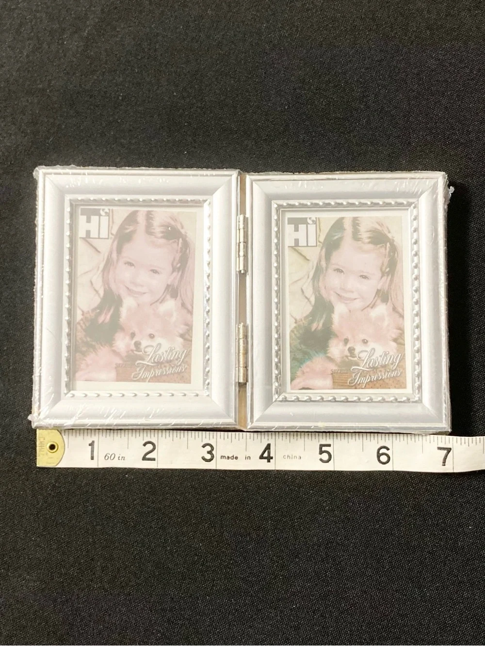 ⭐️ Vintage Silver Plastic Double 2.5” by 3.5” Desk Photo Frames